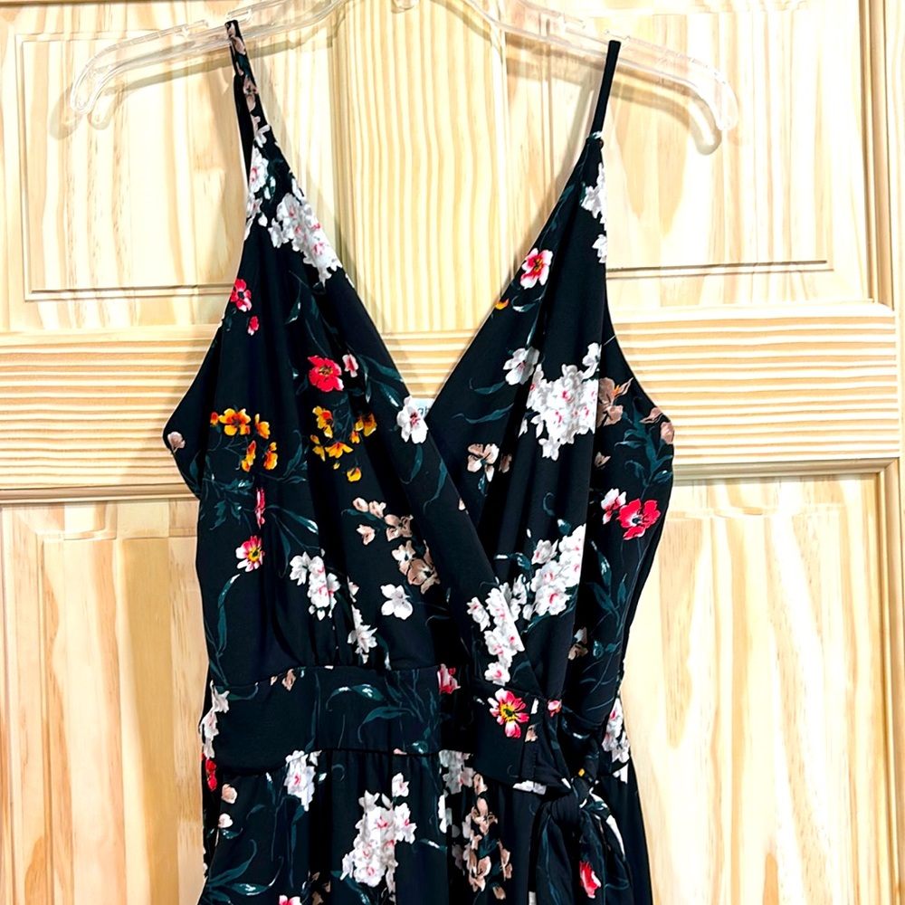 Floral spaghetti strap, black jumpsuit - Brand New